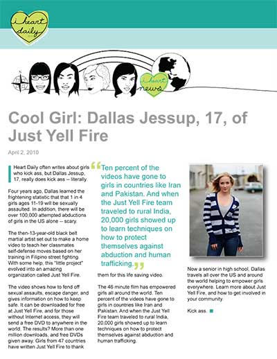 Cool Girl: Dallas Jessup, 17, of Just Yell Fire