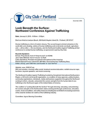 Look Beneath the Surface: NW Conference Against Trafficking